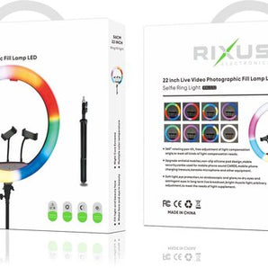 Rixus - Selfie LED Ring Lamp 56cm +  Statief - Tik tok - Make up light