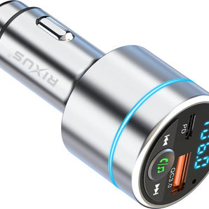 Rixus - Bluetooth FM Transmitter - Autolader -USB-A en USB-C, Bluetooth Carkit